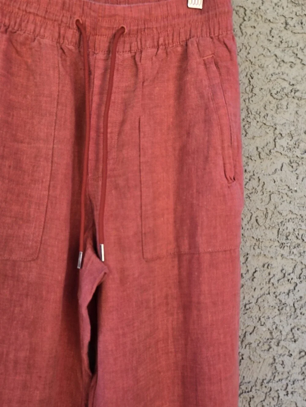 Athleta Retreat Women's Drawstring Linen Jogger Pants - Rust Wide Leg - Picture 4 of 14